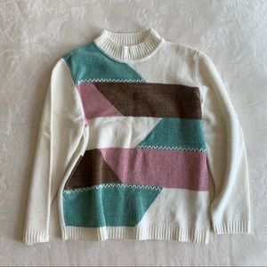 Vintage Color Block Knit Sweater